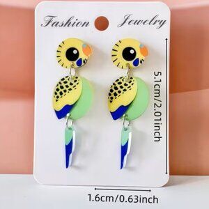Yellow and Blue Parrot Pendant Earrings